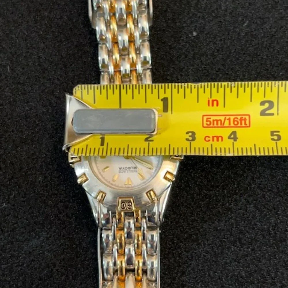 WALLACE MUROYA | Silver & Gold tone linked strap watch EUC-NEW battery